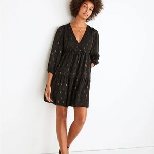 Madewell jacquard faux wrap mini dress